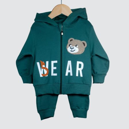 Babykleidung Jungen Outfit Set Grün mit Bärenmotiv
